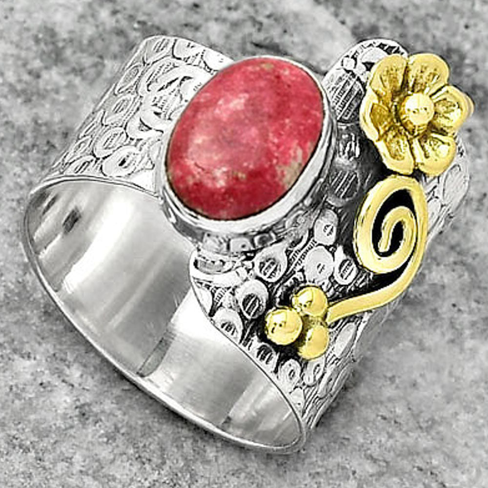 Two Tone - Pink Thulite - Norway Ring size-8.5 R-1681 SDR161338