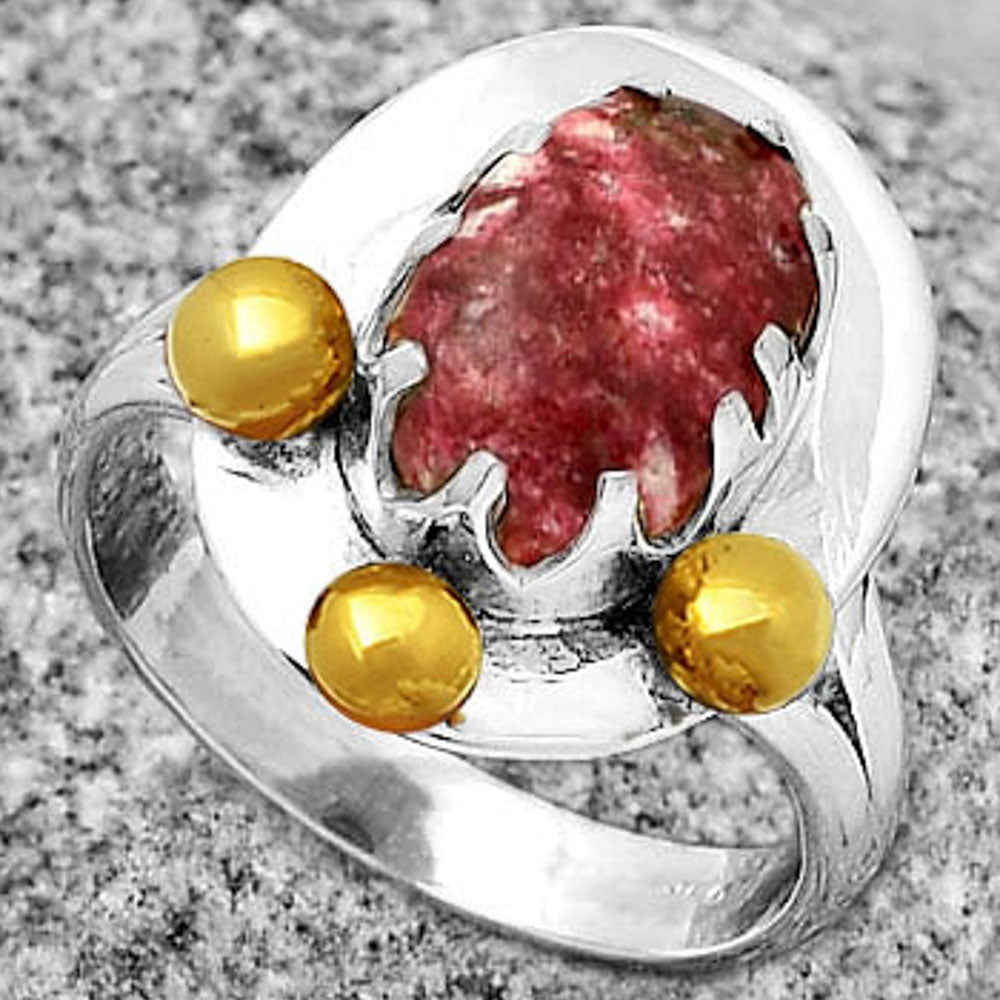 Two Tone - Pink Thulite - Norway Ring size-7 R-1503 SDR189971