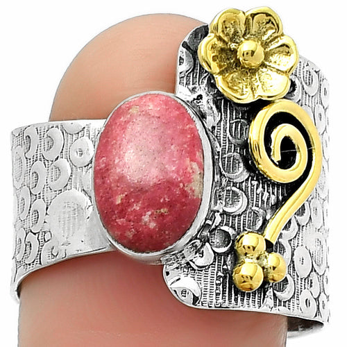 Two Tone - Pink Thulite - Norway Ring size-8.5 R-1681 SDR161338