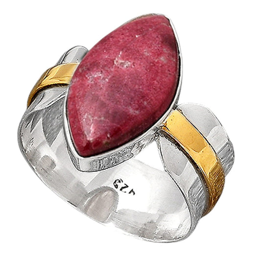 Two Tone - Pink Thulite - Norway Ring size-8.5 R-1519 SDR246667